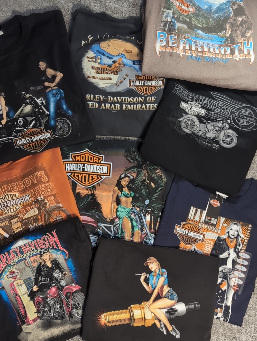 Lot of 9 Mens Harley-Davidson Graphic T-Shirts Assorted Dealer Destination 2XL